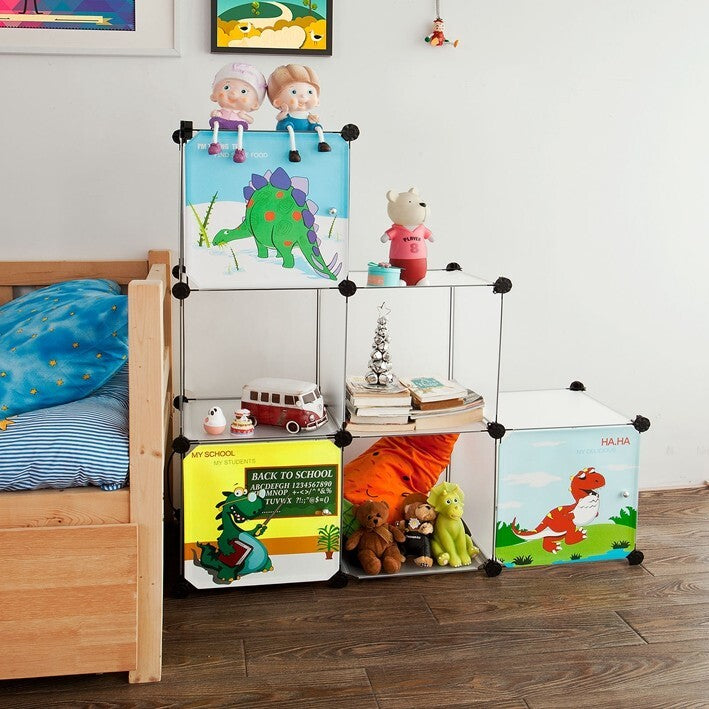 SoBuy Kinderbuchregal - Kinderregal für Bücher und Spielzeug - 6 Fächer - 38 x 38 x 38 cm