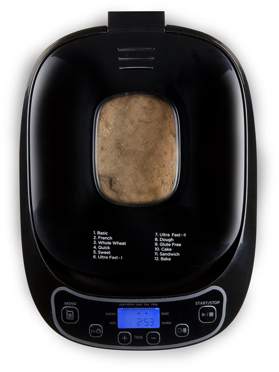 DOMO DO1119B Brotbackmaschine – 12 Programme – 700–1000 g – Glutenfreies Programm – Schwarz