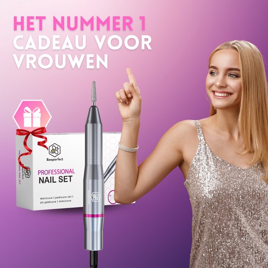 Beeperfect® Elektrische Nagelfeile - Nagelfräse - Maniküre- und Pediküreset - 11 Bits und 60 Schleifröllchen