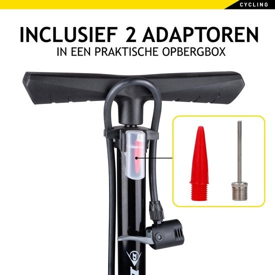 Dunlop Fahrradpumpe mit Manometer - Doppelventil - Holländisches Ventil/ Französisches Ventil/ Auto Ventil