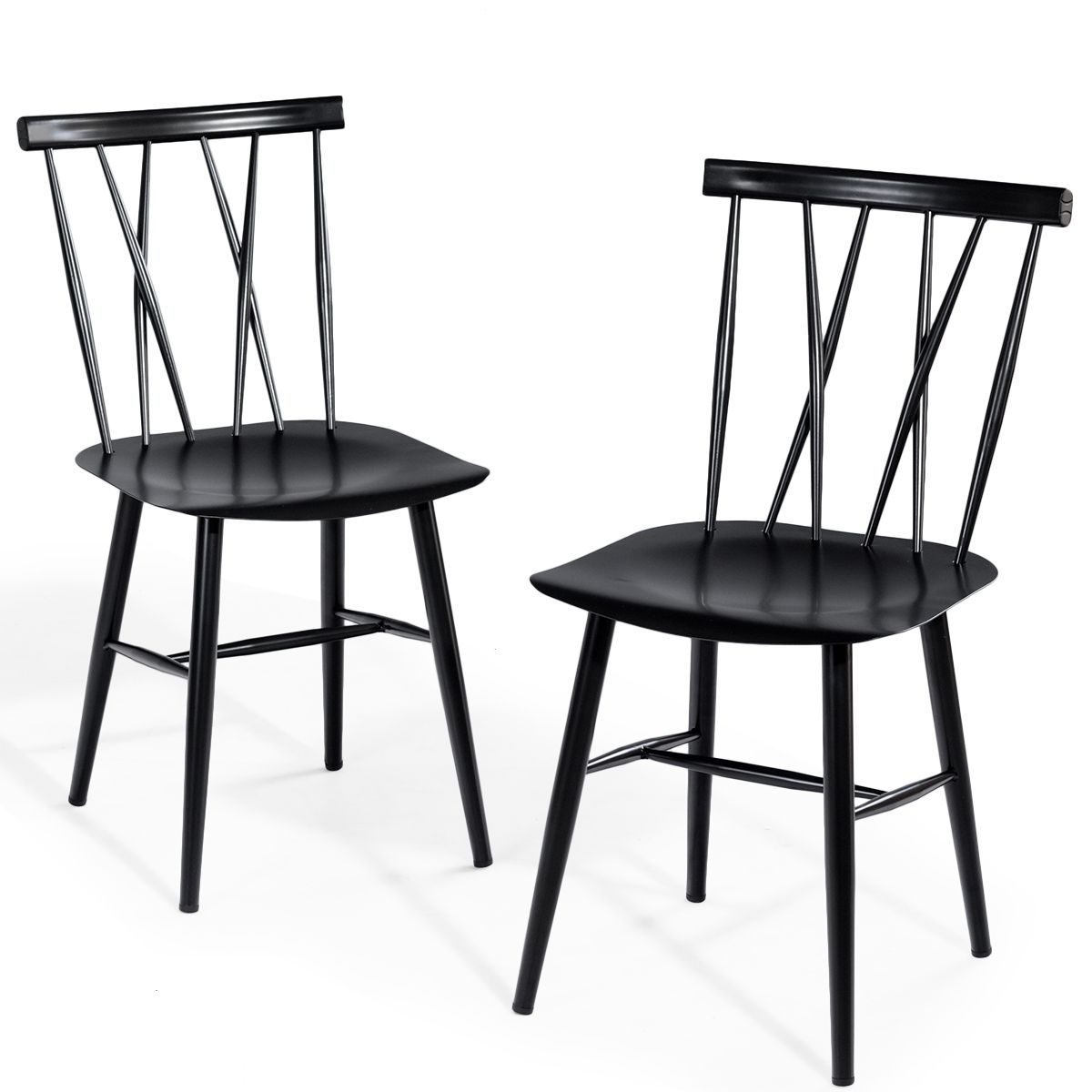 coast 2er-Set schwarze Metall-Esszimmerstühle - 40 x 51,5 x 82 cm - Küche/Esszimmer/Bar