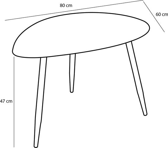 Mica Decorations Beistelltisch - 2er-Set - L80 x B60 x H47 cm - Metall - Schwarz