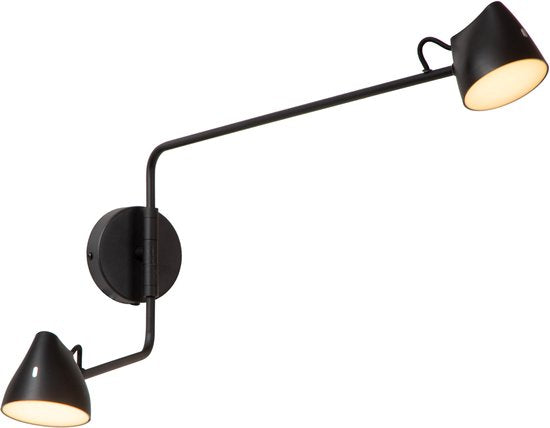 Lucide MILNE – Wandleuchte – dimmbare LED – 2 × 8 W, 2700 K – Schwarz