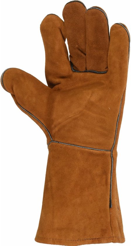 Vaggan Grillhandschuhe – Leder – kamelbraun – hitzebeständig bis 250 Grad