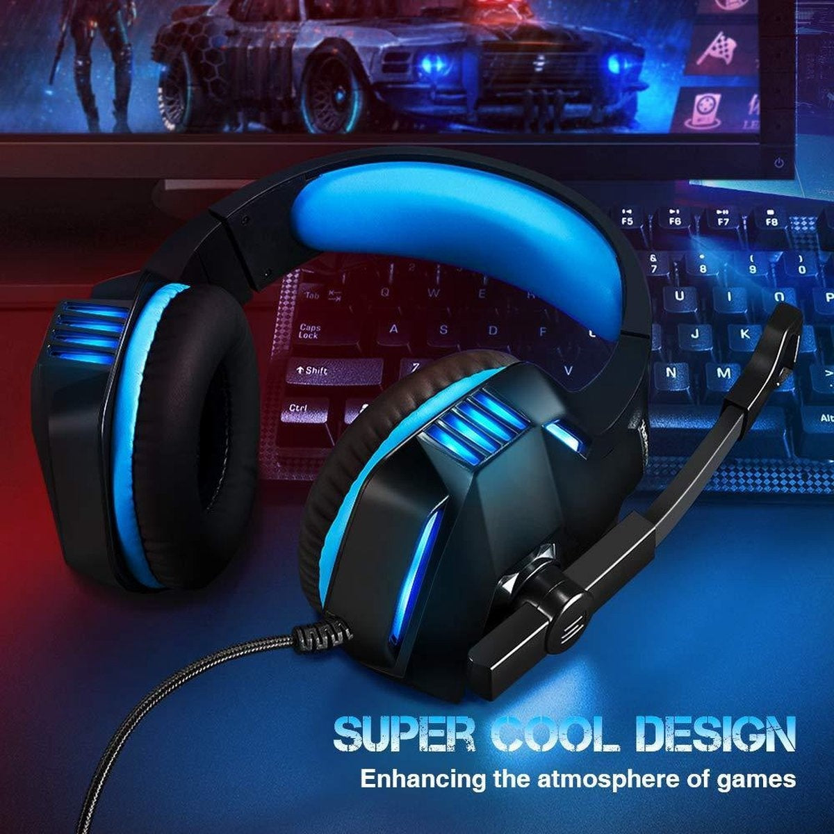 Hunterspider V3 Gaming-Headset - Schwarz/Blau - Geeignet für PS4, Xbox One & Windows