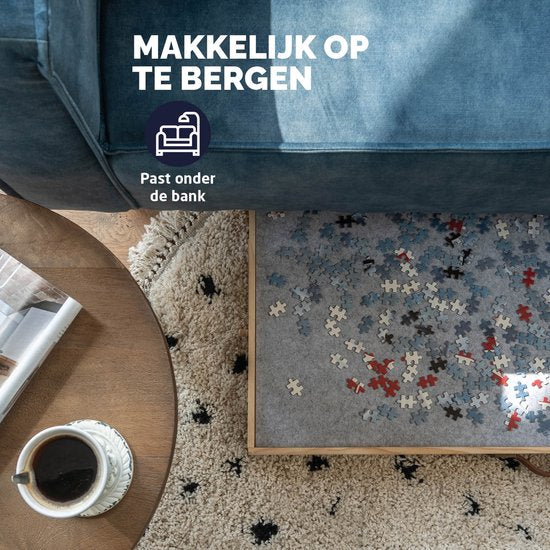 BREND BR-2224 Verstellbares Puzzlebrett mit 4 Schubladen für 1500 Teile - Puzzlebrett mit transparentem Deckel - Puzzletisch mit Filz und Aufbewahrungssystem