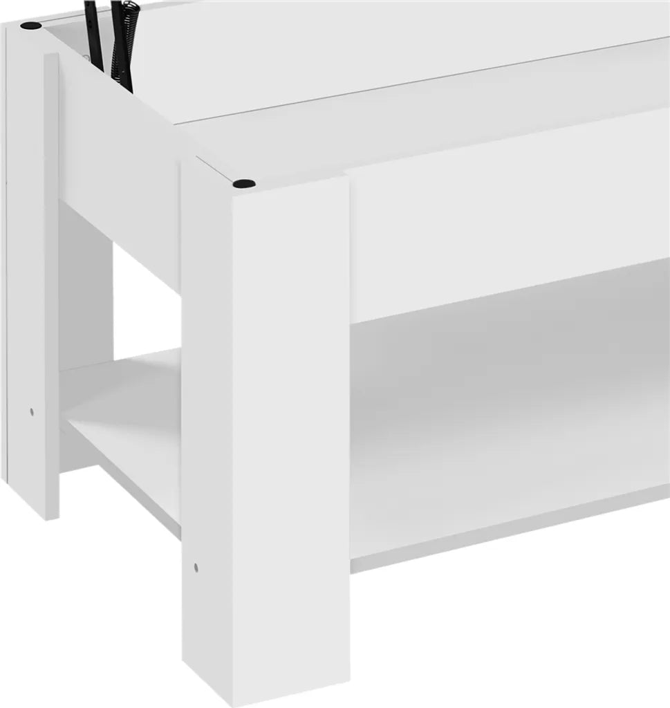 Yaheetech Höhenverstellbarer Couchtisch mit Stauraum, 120 x 59 x 49,5 cm, weiß