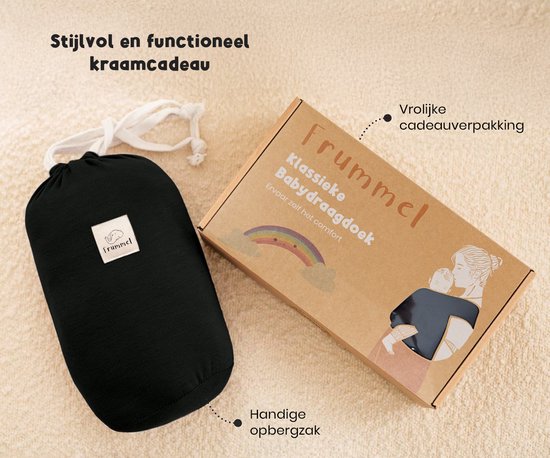 Frummel Baby Carrier Black - Baby Wrap - Babytrage - Tragetuch gewebt - Baby 0-36 Monate - Neugeborenes