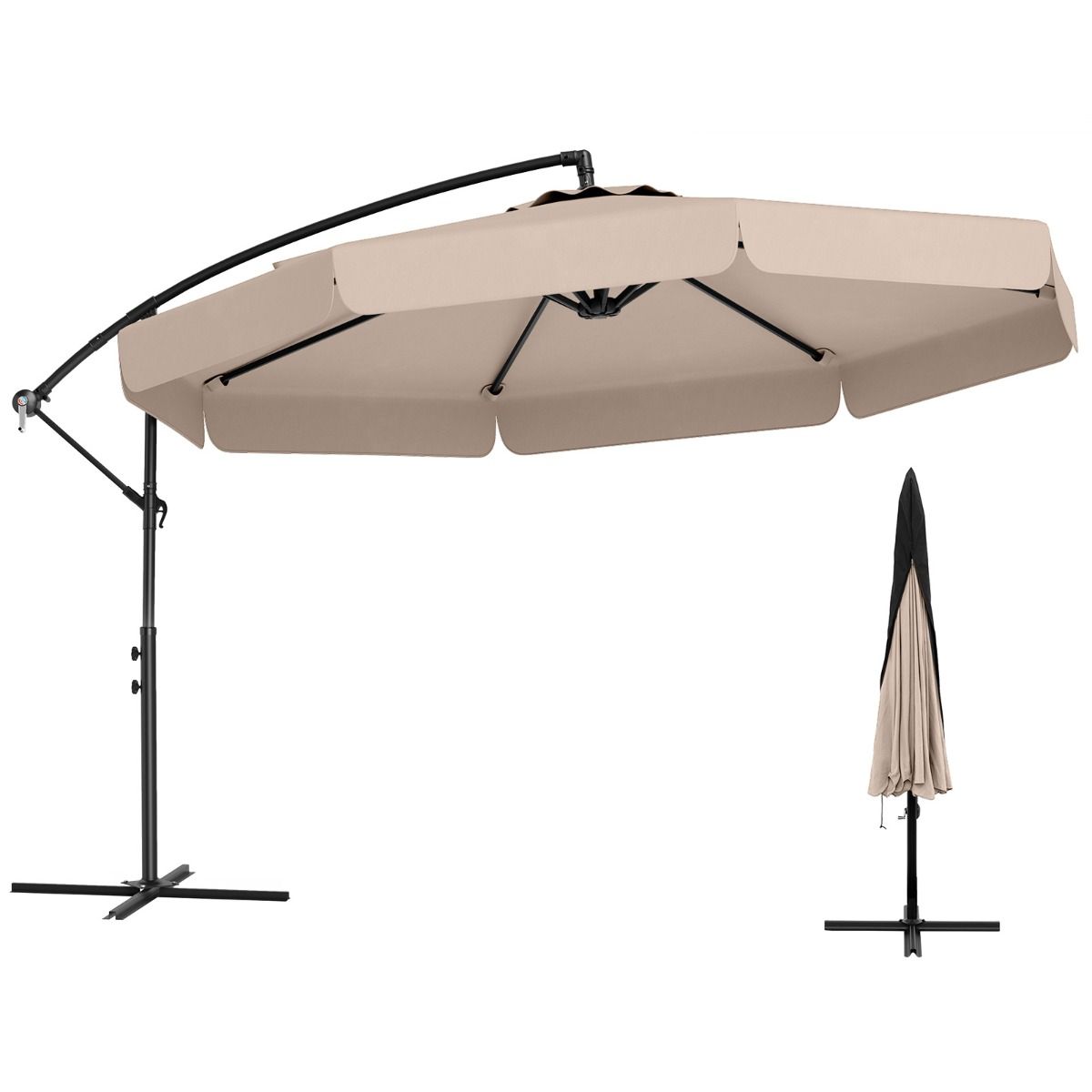 Coast Hängesonnenschirm – 305 cm Durchmesser – Höhenverstellbar – Inklusive Schutzhülle – Beige