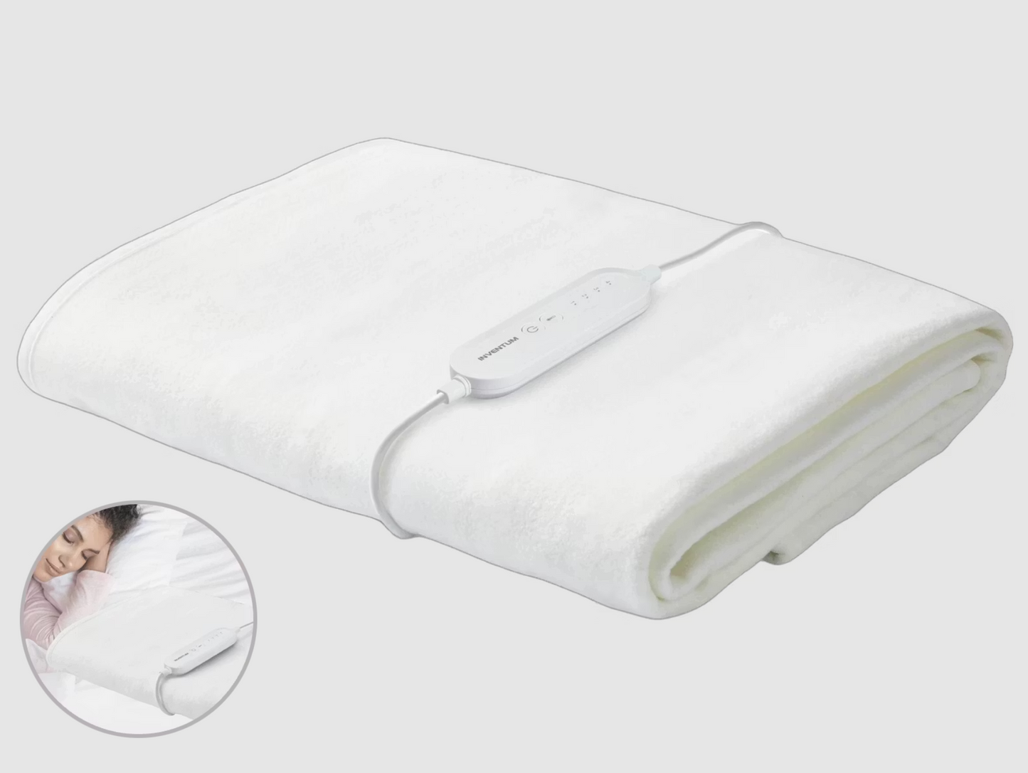 Inventum Heizdecke HN132 150 x 80 cm Fleece Weiß - 4 Heizstufen mit Timer