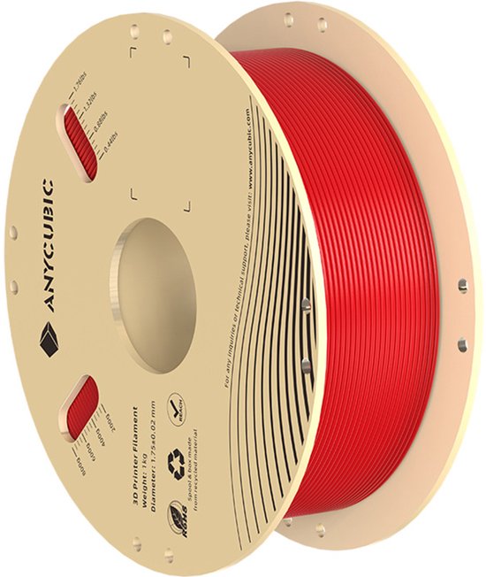 Anycubic Pla-Filament 1 kg für den 3D-Druck für FDM-Drucker in roter Farbe.