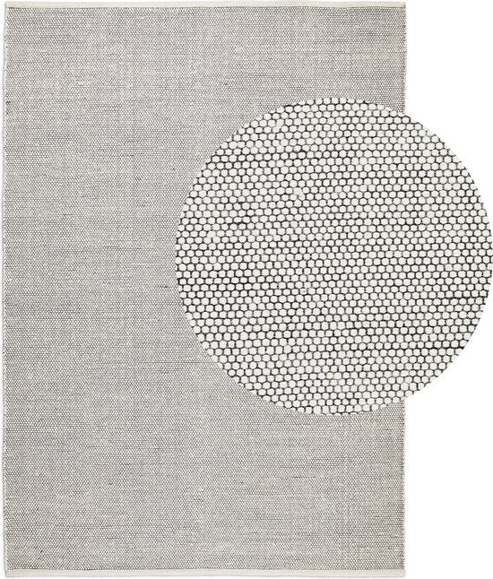 Lifa Living Teppich - Wolle & Baumwolle - Gewebt - 160x230 cm - Skandinavisches Design - Schwarz/Weiß