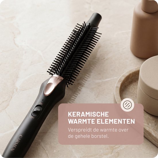 Carmen CTB3085B – Lockenbürste – Durchmesser 19 mm – Zwei Spannungsstufen – Thermobürste – Keramik-Heizelemente – Ein-/Aus-Anzeige – Leicht zu reinigen