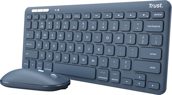 Trust Lyra – Kabellose Tastatur und Maus – Multi-Connect – QWERTY US – Blau
