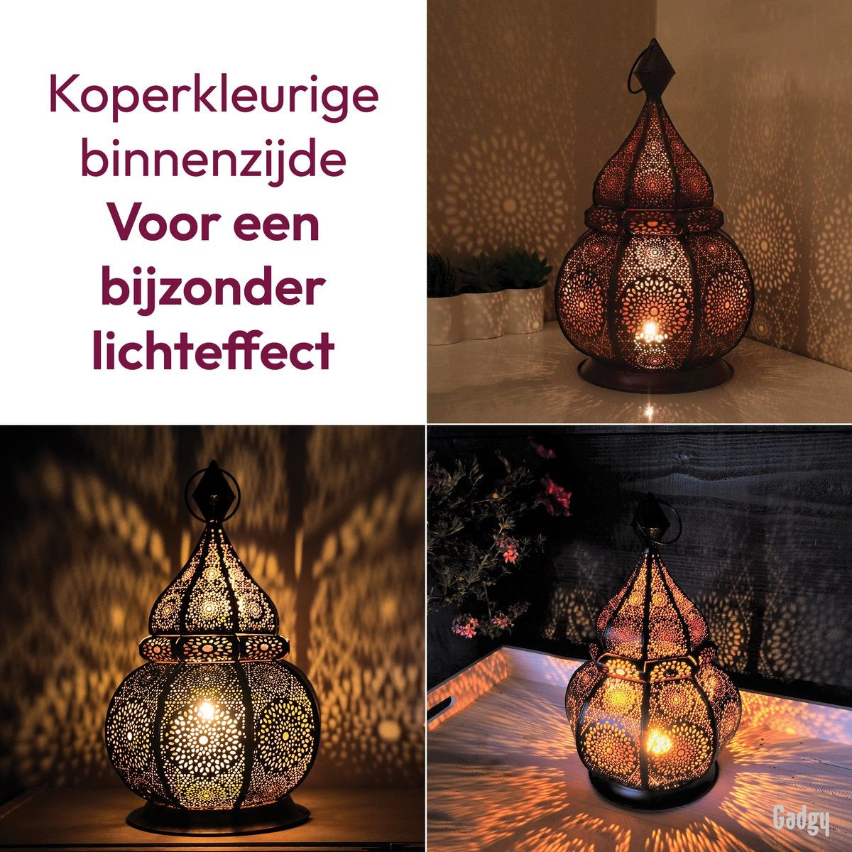 Gadgy Orientalische Laterne - Arabisches Windlicht - Teelichthalter - Teelichthalter - 36 cm - Metall