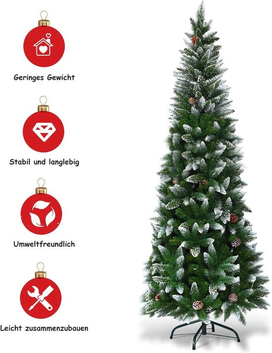 Costway Künstlicher Weihnachtsbaum INKLUSIVE Tannenzapfen - mit Metallständer - 180 cm