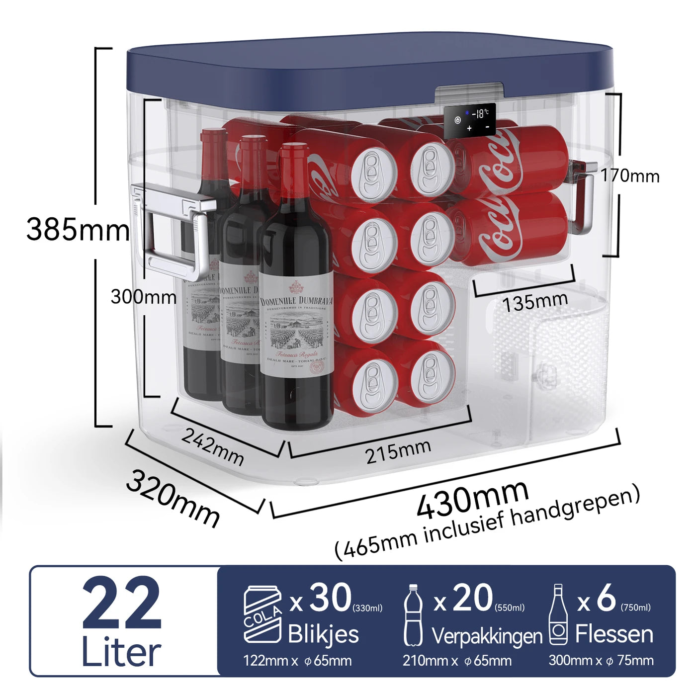 BINGI 22 L tragbare Kompressor-Kühlbox – 12/24 V DC – Schnellkühlung – Wohnmobil, Lkw & Camping – Blau