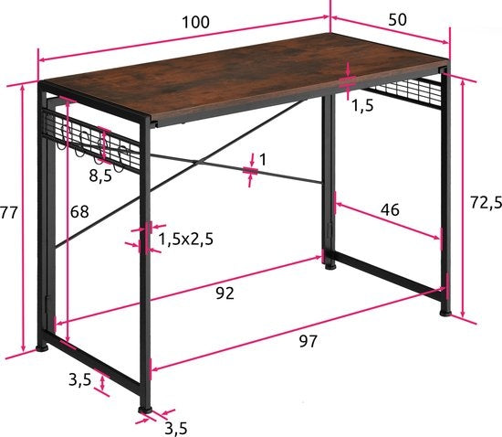 tectake - Paterson Klapptisch 102x51x77cm - dunkelbraun - 404660