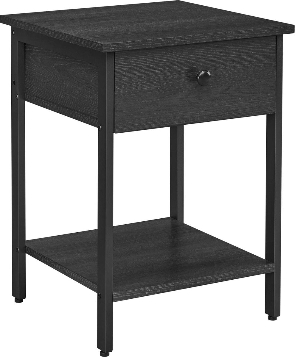 O'DADDYÂ® Nachttische industrial - Beistelltisch - Nachttisch mit Schublade - 40 x 40 x 55 cm - schwarz/dunkelgrau