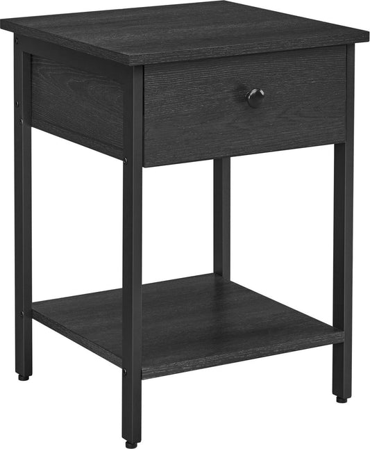 O'DADDYÂ® Nachttische industrial - Beistelltisch - Nachttisch mit Schublade - 40 x 40 x 55 cm - schwarz/dunkelgrau
