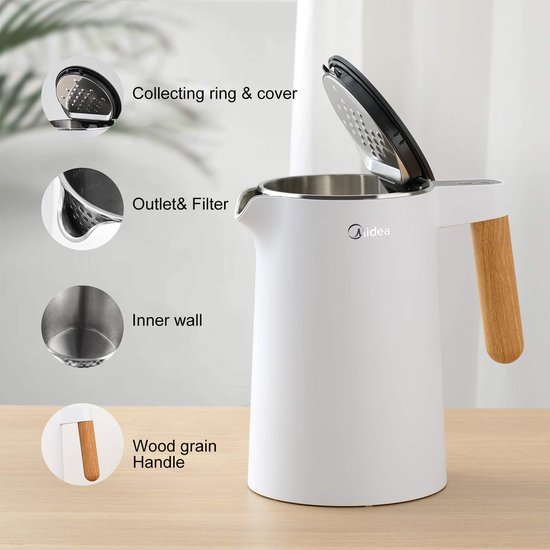 Midea Wasserkocher – MK-HE1533 – 1,5 l Fassungsvermögen – 7 Temperatureinstellungen