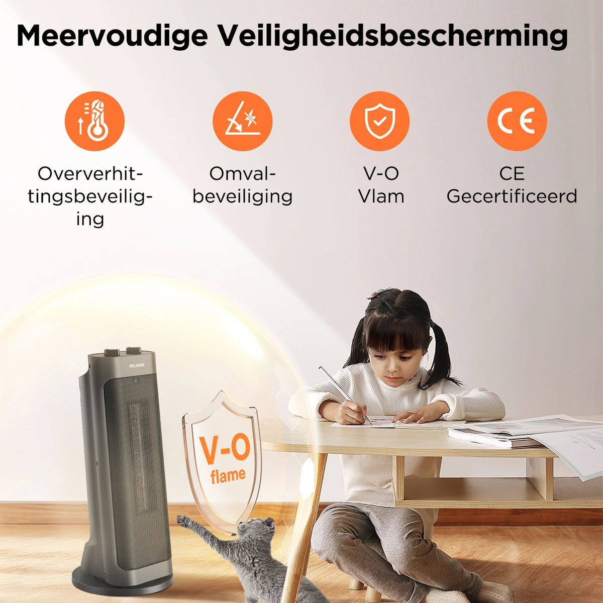 PELONIS Keramik-Heizlüfter 2000 W – 70° Schwenkbereich – PTC-Heizung – 4 Heizstufen