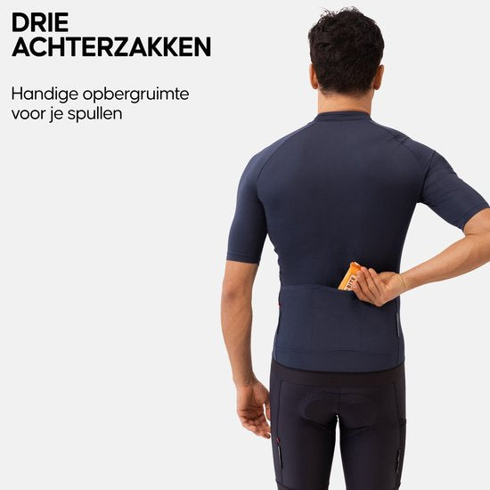 DANISH ENDURANCE Herren Radtrikot - Radsporttrikot - Kurze Ärmel - Quick-Dry - Marineblau - Größe M