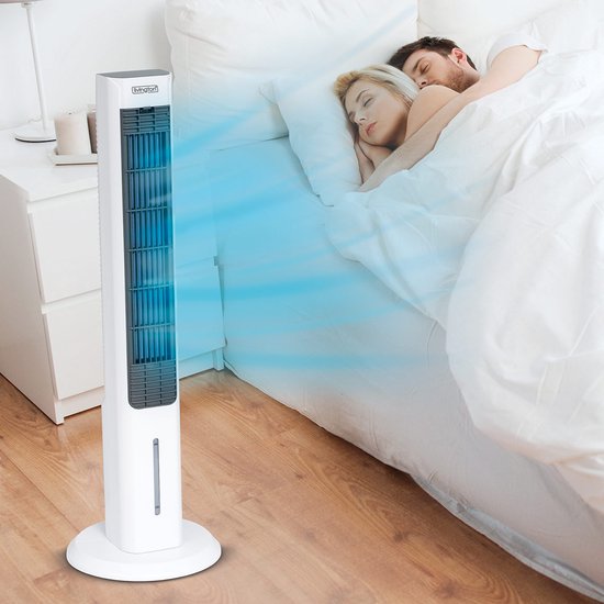 Livington ChillTower – Luftkühler mit Wasserkühlung – tragbare Klimaanlage mit 3 Stufen – leistungsstarker Maxi-Tower-Luftkühler mit einem Tankvolumen für 12 Stunden Kühlung