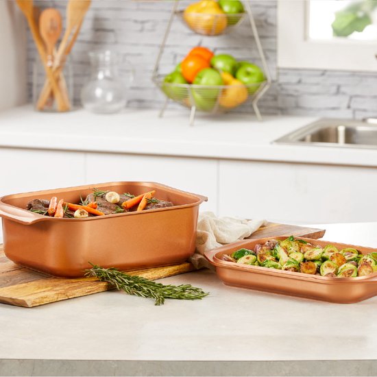 Livington Copperline WonderCooker – 14-in-1-Kochgeschirrset – Bratpfanne, Grillpfanne, Slow Cooker und mehr – Kochgeschirrset für alle Herdarten, einschließlich Induktion