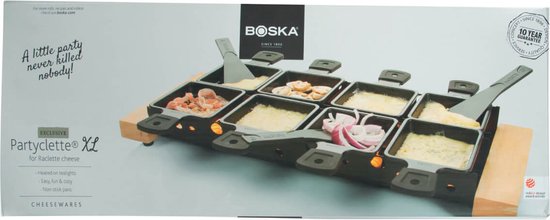 Boska Partyclette® XL - Raclette Grill Set - 8 Personen - Schwarz - 48x18 cm