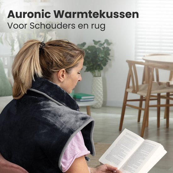 Auronic Heat Pad - Elektrische Heizdecke für Nacken, Schultern und Rücken - Waschbar - Energieeffizient - Heizdecke - Schwarz