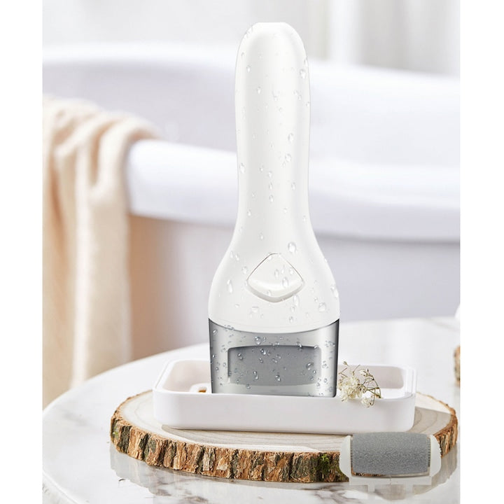 MAKS MYB-116 Elektrische Fuß- und Fersenfeile - Kabellos & USB aufladbar - Mit LED & 2 Feilenköpfen - Weiß