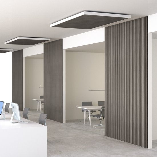 tectake® Akustikpaneele - 2er-Set - Akustik-Wandpaneele - 60 x 120 cm - 1,44 m² - Wandpaneele mit verstellbarer Größe - Lattenwand aus MDF und Holzfurnier - Schalldämmung - Stilvolle Wanddekoration - Einfache Montage - Eiche hellgrau