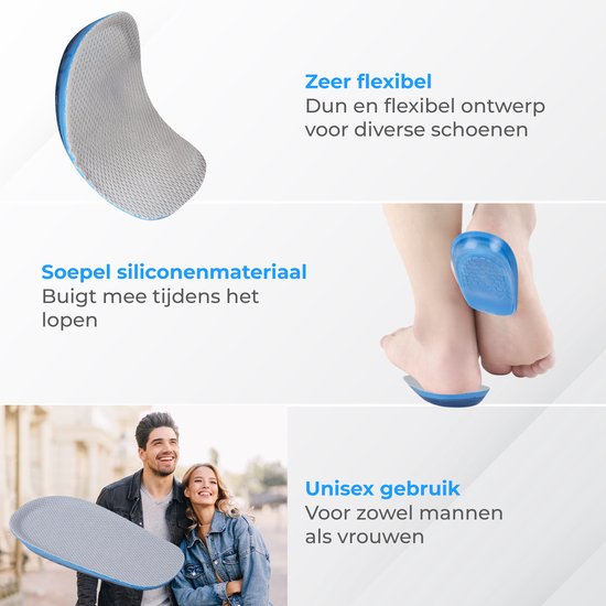 Nuvance Einlegesohlen – 1,5 cm Absatzerhöhung – Fersenschoner – 2 Stück – Größe 36–40 – Herren & Damen – Ferseneinlagen – Blau