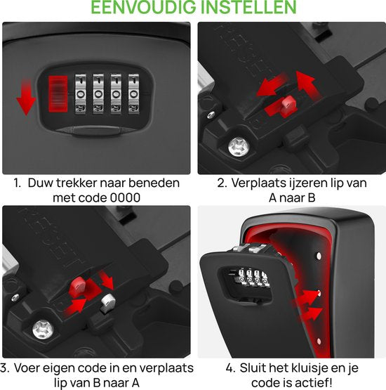 Happy Goods Schlüsselkasten mit Zahlenschloss XL - Schlüsselkasten Schwarz - ca. 25 Schlüssel - Wasserdicht - Schlüsseltresor - Schlüsselkasten Outdoor mit Code - Schlüsselkästen