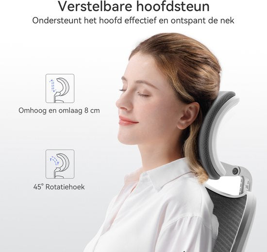 SIHOO M18 Ergonomischer Bürostuhl – Atmungsaktives Mesh-Design – Verstellbare Kopf- und Lendenstütze – Grau