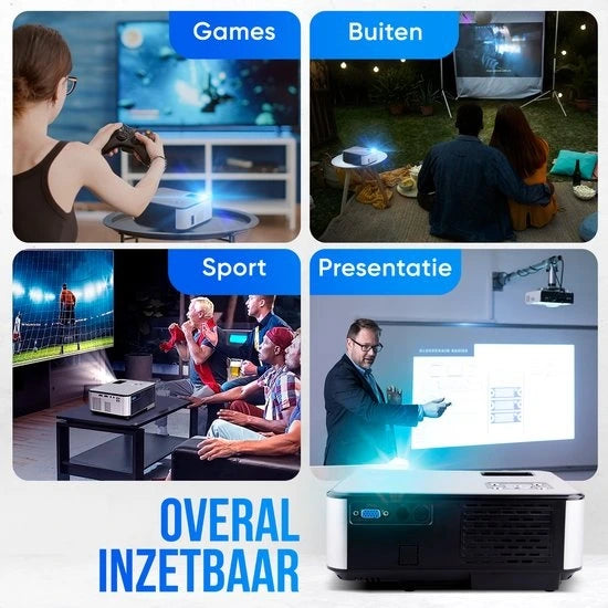 Strex Beamer - WiFi & Telefon-Streaming - 7000 Lumen - 22 x 16 x 8,7 cm - Schwarz