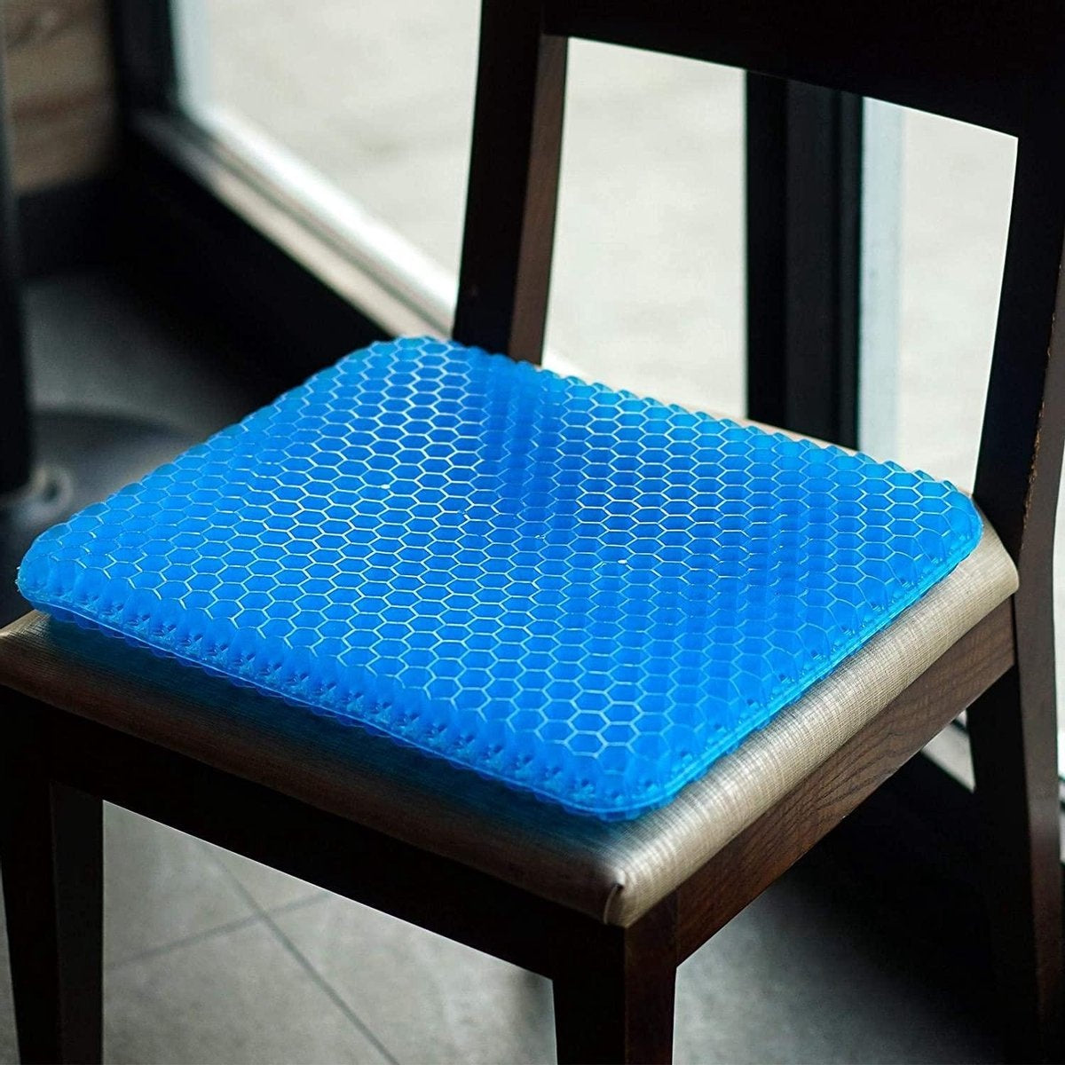 Fuegobird Gel Pillow - Ergonomisches Kissen - Sitzkissen orthopädisch - Doppelschichtige Wabenstruktur - Mit Kissenbezug - Blau