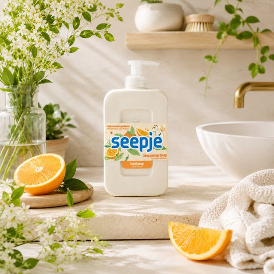 Seepje – Handseife mit dem Duft frisch gepresster Orangen – 8 x 300 ml – Vorteilspackung