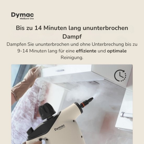 Dymac MistBurst One - Handdampfreiniger für Boden/Bank/Bad/Küche - Verschiedene Aufsätze - 450ML