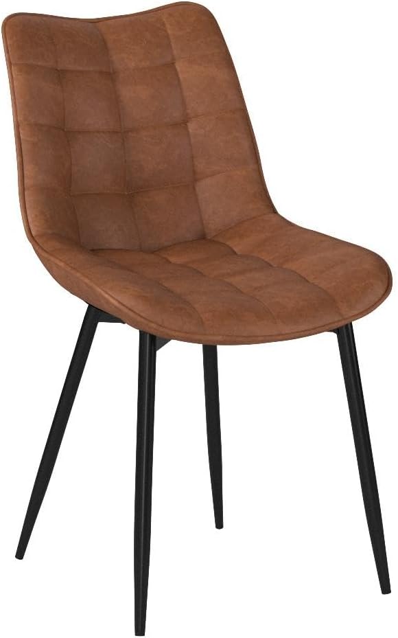 WOLTU Esszimmerstuhl – 46 x 40,5 x 85,5 cm – Kunstleder – Ergonomisch – Metall – Hellbraun
