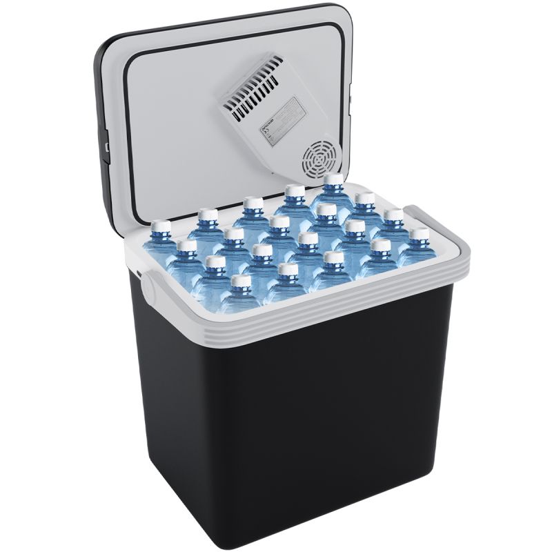 Auronic Elektrische Kühlbox 25 Liter – Kühlen und Heizen bis 65 °C – 12 V und 240 V – 44 x 32 x 44,7 cm – Schwarz