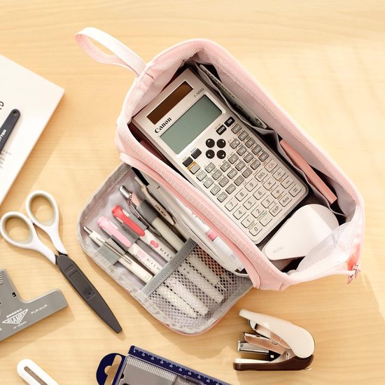 Diydash Federmäppchen XL - Federtasche - Federmäppchen - Schulmäppchen - Großes Federmäppchen - Schulbedarf - Trousse Scolaire - Für Mädchen, Jungen und Erwachsene - Pink