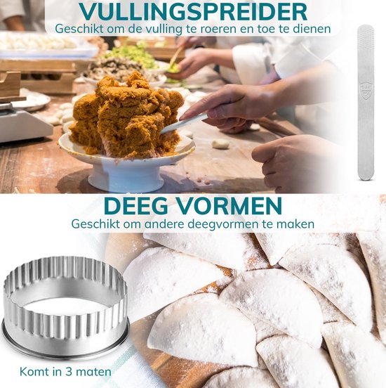 Qualisce Dumpling Maker – Nudelmaschine – Ausstechformen – Ravioli-Ausstecher – Nudelholz – Edelstahl