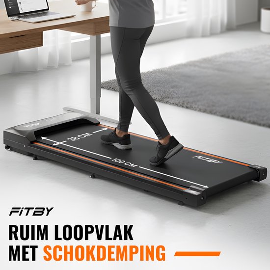 Fitby Laufband - Laufband mit Steigung 5% - 8% - Laufband 1-8 km/h - Laufband - Walking Treadmill - Schwarz Orange