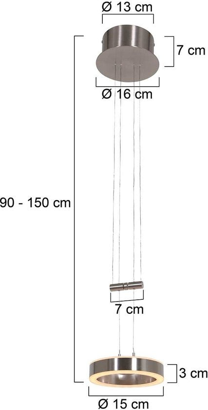Hängeleuchte Piola 3500ST aus Stahl, höhenverstellbar, modern, Steinhauer
