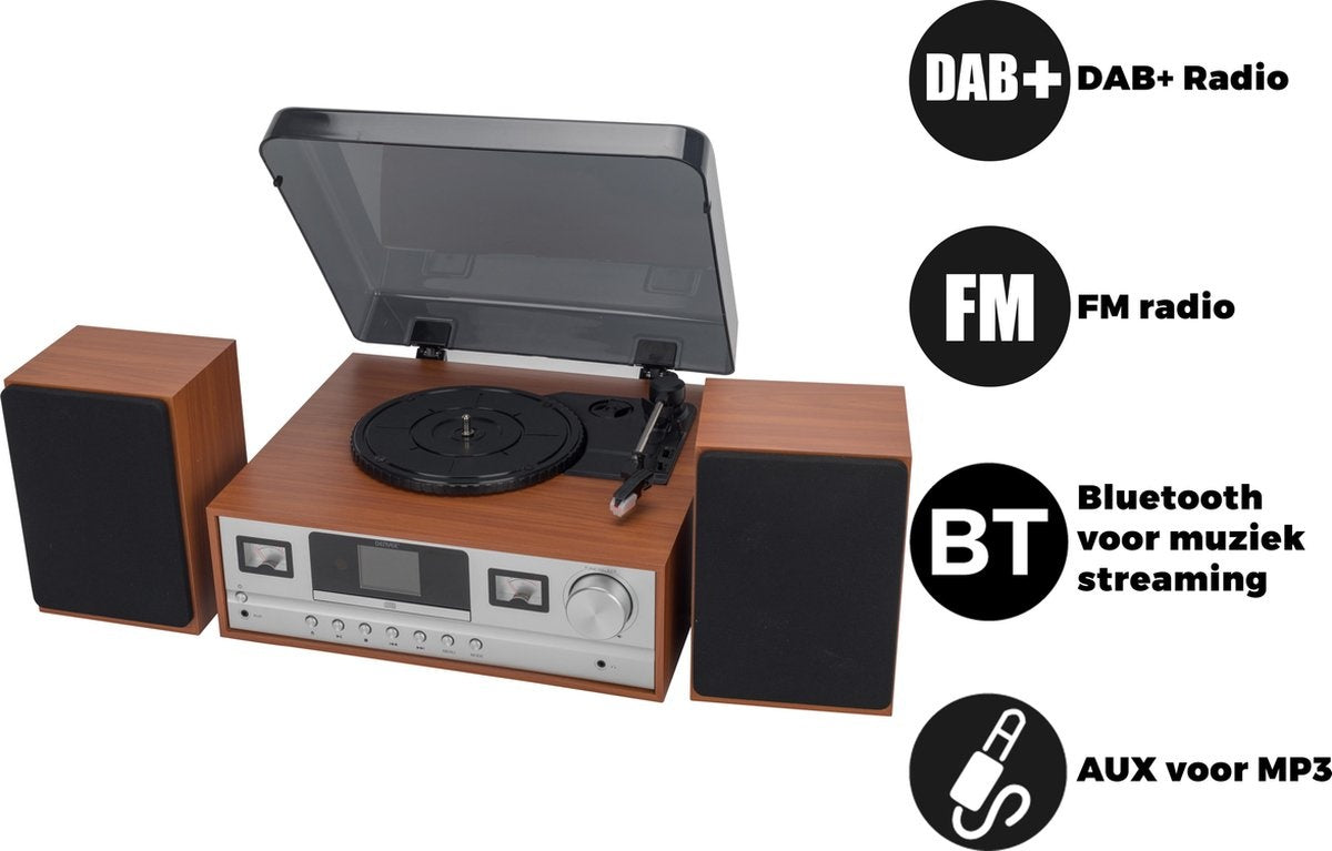 Denver Plattenspieler Bluetooth - Inkl. Lautsprecher - DAB-Radio - CD-Player - Retro - MRD52LW