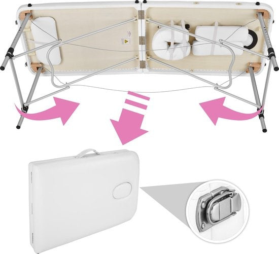 2-Zonen-Massagetisch - 4 cm Matratze - Alu - weiß - 402788
