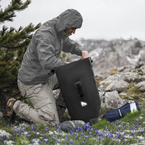 NOHRD 2-in-1 Gepäckträgertasche Single Schwarz - Gepäckträger Wasserdicht - Gepäckträger Umhängetasche - Gepäckträgertasche mit Laptopfach - Fahrrad Single - Gepäckträgertaschen Elektrofahrräder