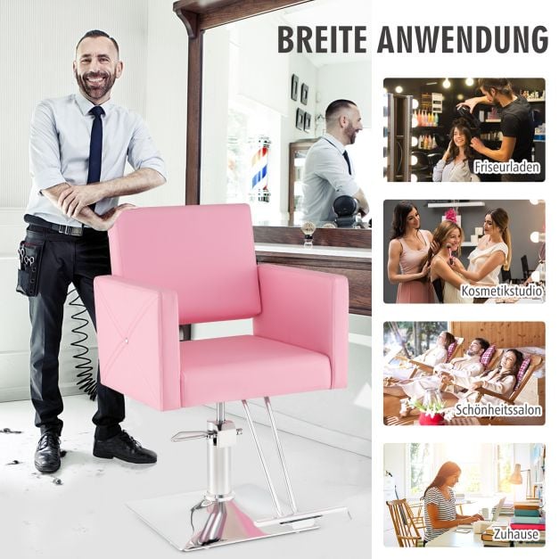 Coast Barber Chair Pink - Hydraulischer Salonstuhl mit Fußstütze - 63,5 x 79 x 94,5-110 c
